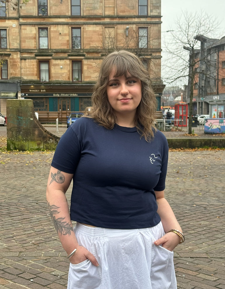 navy t-shirt women's boxy fit